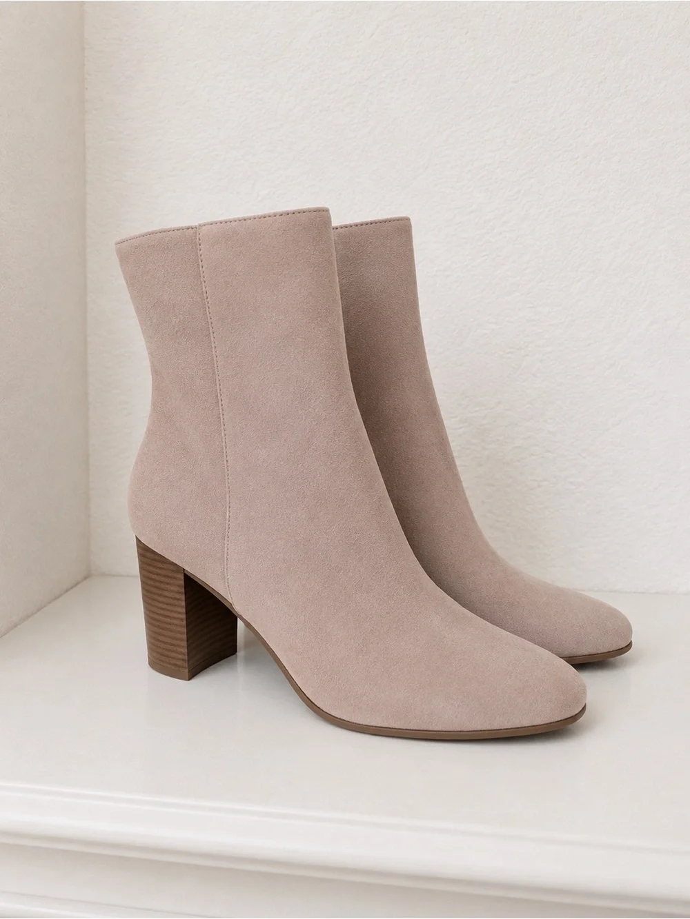 Dolce Vita Suzy Taupe Suede Zip Up Ankle Block Heel Chelsea Booties NWT